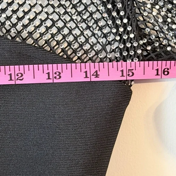 Ruzevich Black Long-Sleeve Crystal Bandage Midi Dress Size M - Picture 13 of 16